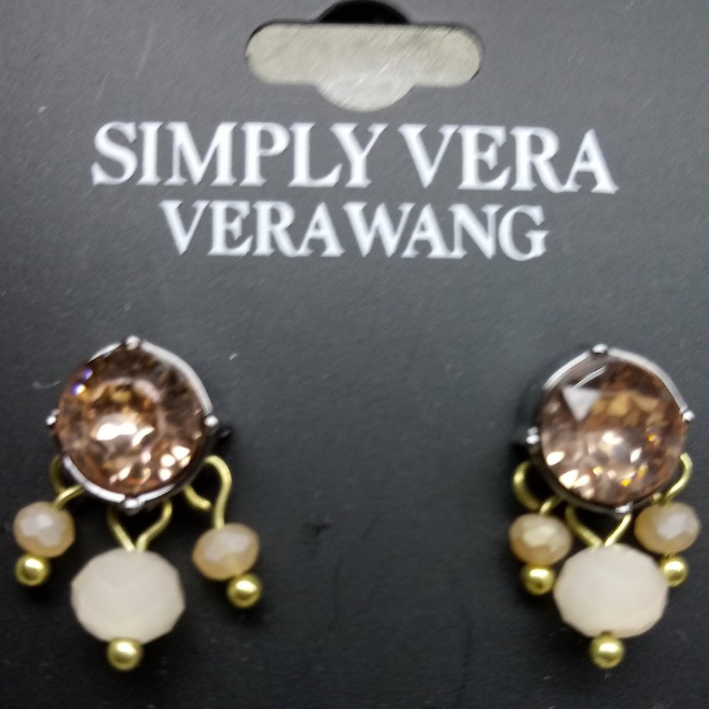 🇺🇸 3/$30 Simply Vera Vera Wang pink/tan earrings